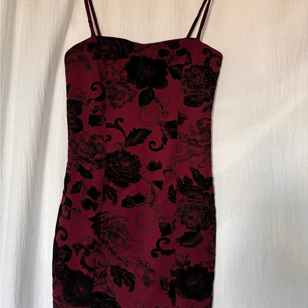 Mind Code Red Floral Sleeveless Mini Dress